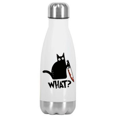 Cat What? Murderous Black Cat With Knife Gift Stainless Steel Insulated Water Bottle