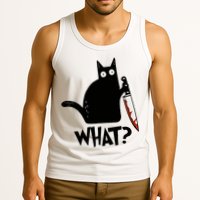 Cat What? Murderous Black Cat With Knife Gift Tank Top