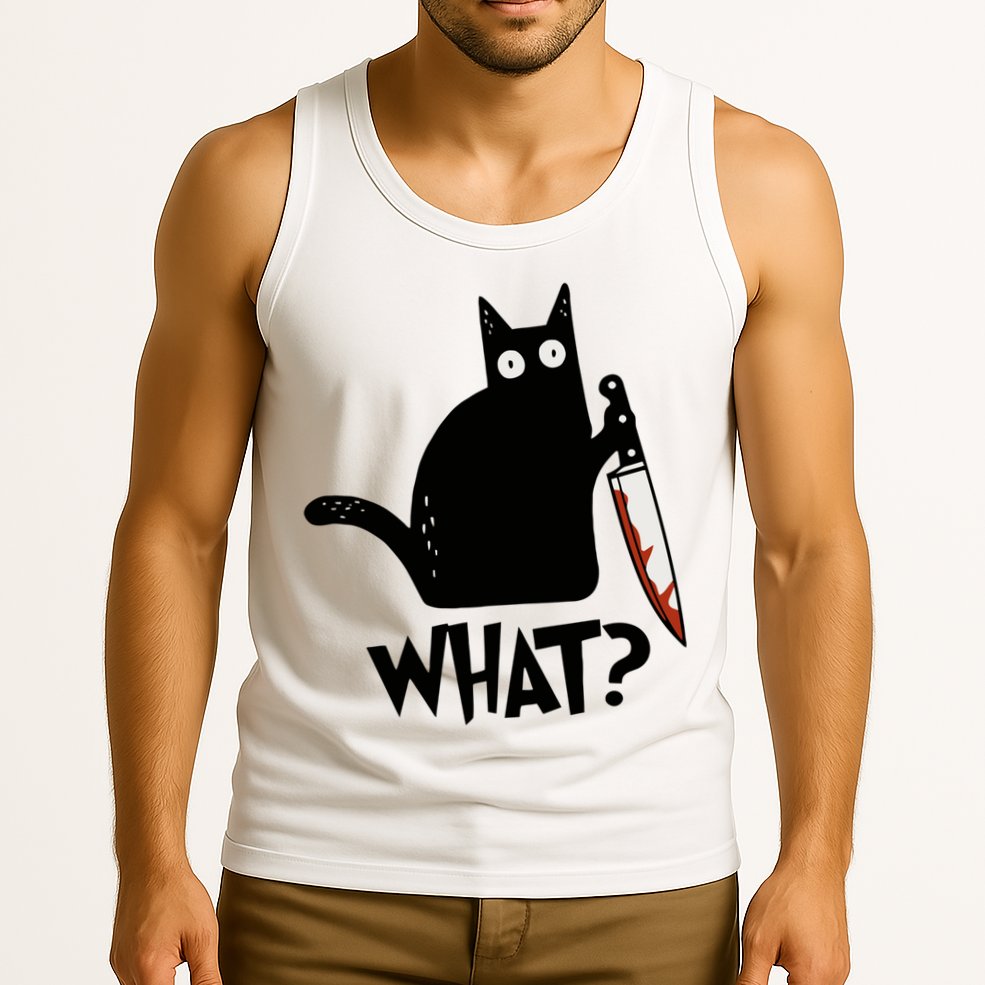 Cat What? Murderous Black Cat With Knife Gift Tank Top