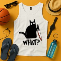 Cat What? Murderous Black Cat With Knife Gift Tank Top