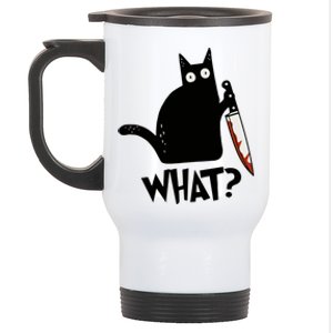 Cat What? Murderous Black Cat With Knife Gift Stainless Steel Travel Mug