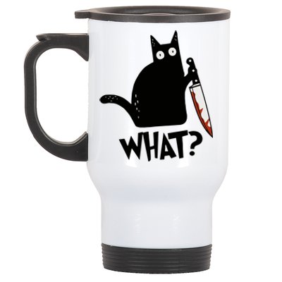 Cat What? Murderous Black Cat With Knife Gift Stainless Steel Travel Mug