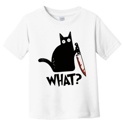 Cat What? Murderous Black Cat With Knife Gift Toddler T-Shirt