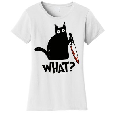 Cat What? Murderous Black Cat With Knife Gift Women's T-Shirt