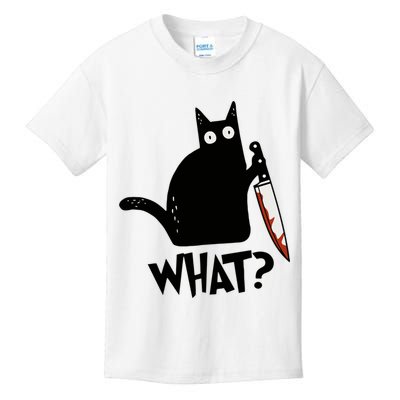 Cat What? Murderous Black Cat With Knife Gift Kids T-Shirt