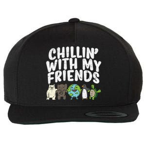 Chillin With My Friends Planet Animals Cute Earth Day Gift Great Gift Wool Snapback Cap