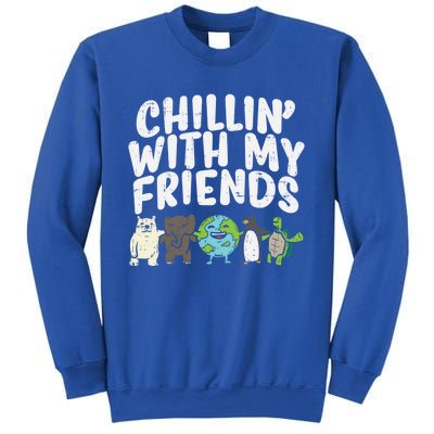 Chillin With My Friends Planet Animals Cute Earth Day Gift Great Gift Sweatshirt