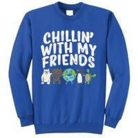 Chillin With My Friends Planet Animals Cute Earth Day Gift Great Gift Tall Sweatshirt