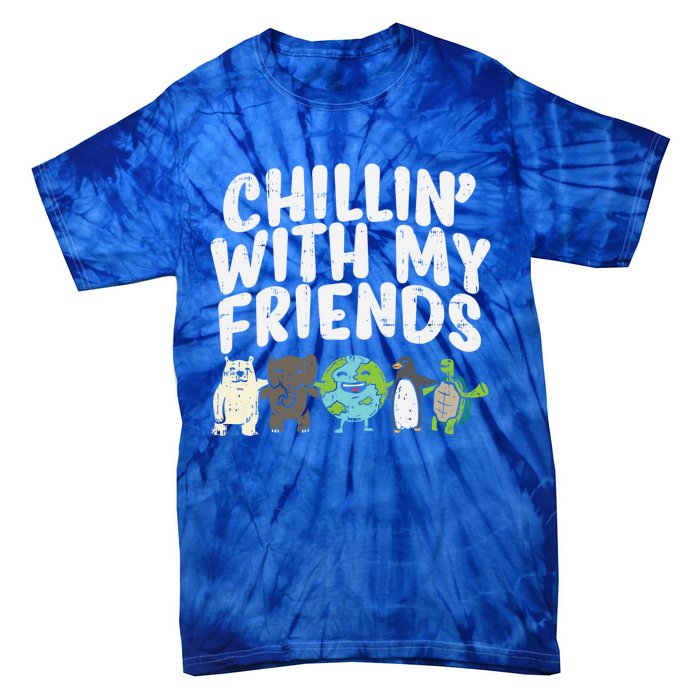 Chillin With My Friends Planet Animals Cute Earth Day Gift Great Gift Tie-Dye T-Shirt