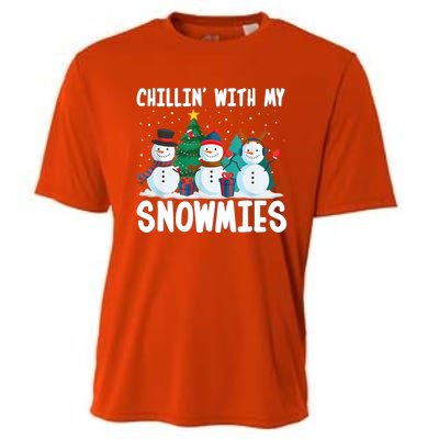 Chillin With My Snowmies Family Pajamas Christmas Snow Funny Gift Cooling Performance Crew T-Shirt