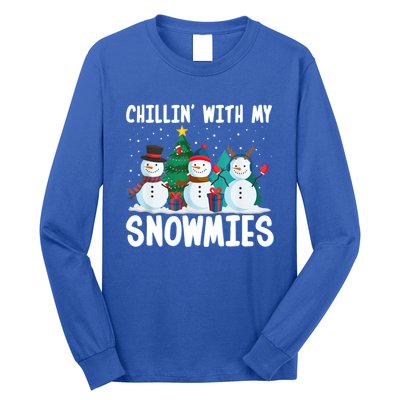 Chillin With My Snowmies Family Pajamas Christmas Snow Funny Gift Long Sleeve Shirt