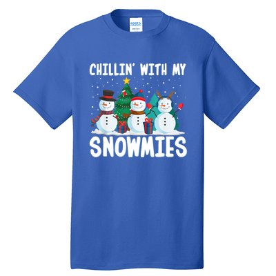 Chillin With My Snowmies Family Pajamas Christmas Snow Funny Gift Tall T-Shirt