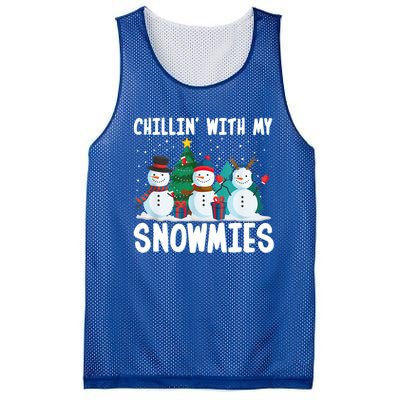 Chillin With My Snowmies Family Pajamas Christmas Snow Funny Gift Mesh Reversible Basketball Jersey Tank