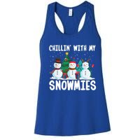 Chillin With My Snowmies Family Pajamas Christmas Snow Funny Gift Women's Racerback Tank