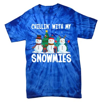 Chillin With My Snowmies Family Pajamas Christmas Snow Funny Gift Tie-Dye T-Shirt