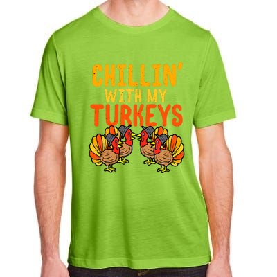 Chillin With My Turkeys Thanksgiving Family Boys Adult ChromaSoft Performance T-Shirt