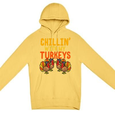 Chillin With My Turkeys Thanksgiving Family Boys Premium Pullover Hoodie