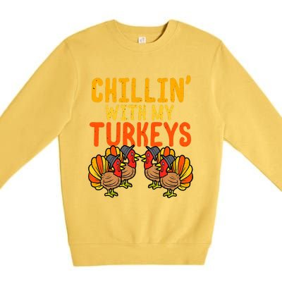 Chillin With My Turkeys Thanksgiving Family Boys Premium Crewneck Sweatshirt