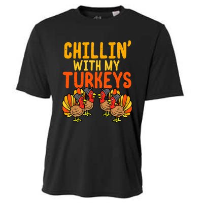 Chillin With My Turkeys Thanksgiving Family Boys Cooling Performance Crew T-Shirt