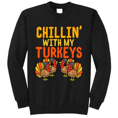 Chillin With My Turkeys Thanksgiving Family Boys Sweatshirt