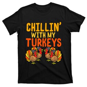 Chillin With My Turkeys Thanksgiving Family Boys T-Shirt