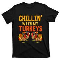 Chillin With My Turkeys Thanksgiving Family Boys T-Shirt