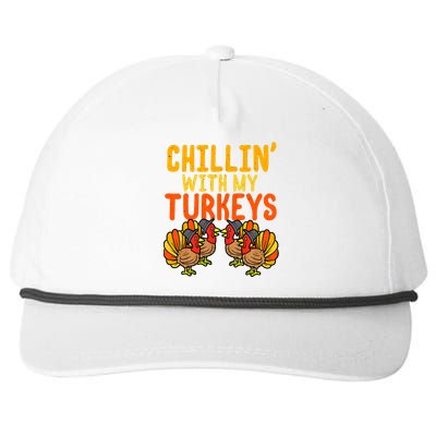 Chillin With My Turkeys Thanksgiving Family Boys Snapback Five-Panel Rope Hat