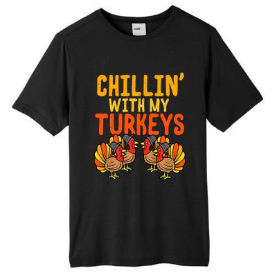 Chillin With My Turkeys Thanksgiving Family Boys Tall Fusion ChromaSoft Performance T-Shirt