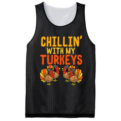 Chillin With My Turkeys Thanksgiving Family Boys Mesh Reversible Basketball Jersey Tank