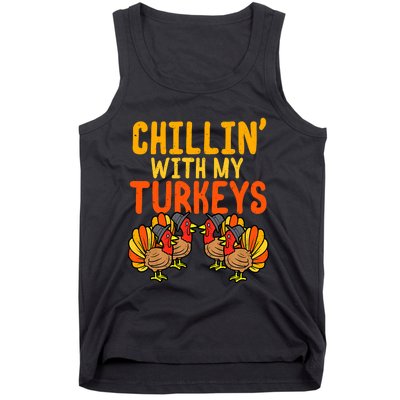 Chillin With My Turkeys Thanksgiving Family Boys Tank Top