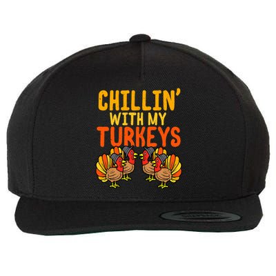 Chillin With My Turkeys Thanksgiving Family Boys Wool Snapback Cap