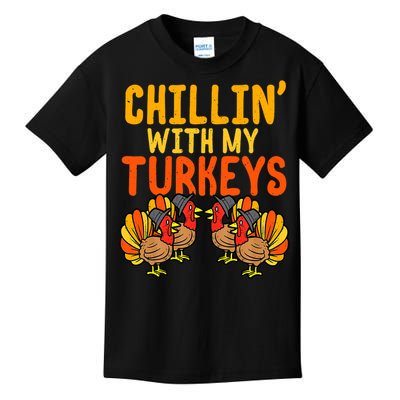 Chillin With My Turkeys Thanksgiving Family Boys Kids T-Shirt