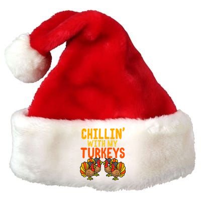 Chillin With My Turkeys Thanksgiving Family Boys Premium Christmas Santa Hat