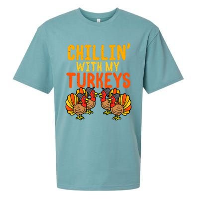 Chillin With My Turkeys Thanksgiving Family Boys Sueded Cloud Jersey T-Shirt