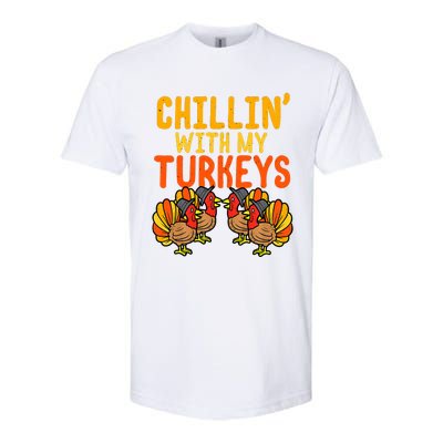 Chillin With My Turkeys Thanksgiving Family Boys Softstyle CVC T-Shirt