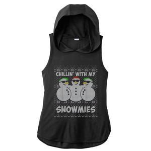 Chillin With My Snowmies Funny Ugly Christmas Ladies PosiCharge Tri-Blend Wicking Draft Hoodie Tank