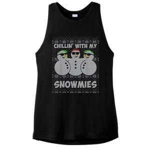 Chillin With My Snowmies Funny Ugly Christmas Ladies PosiCharge Tri-Blend Wicking Tank