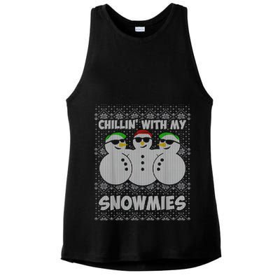 Chillin With My Snowmies Funny Ugly Christmas Ladies PosiCharge Tri-Blend Wicking Tank