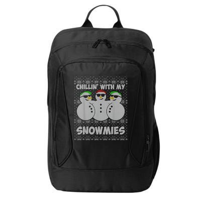 Chillin With My Snowmies Funny Ugly Christmas City Backpack