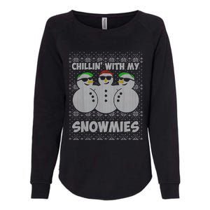 Chillin With My Snowmies Funny Ugly Christmas Womens California Wash Sweatshirt