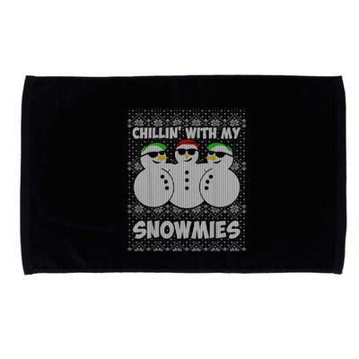 Chillin With My Snowmies Funny Ugly Christmas Microfiber Hand Towel