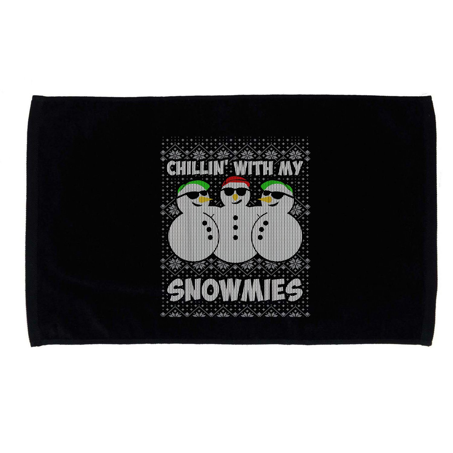 Chillin With My Snowmies Funny Ugly Christmas Microfiber Hand Towel