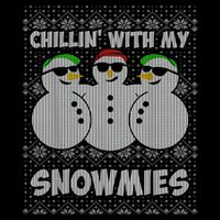 Chillin With My Snowmies Funny Ugly Christmas Cropped Pullover Crew