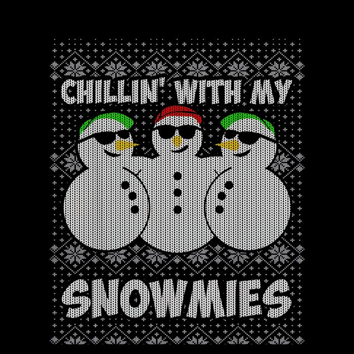 Chillin With My Snowmies Funny Ugly Christmas Cropped Pullover Crew