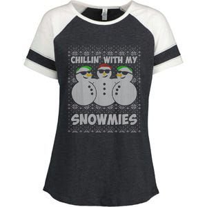 Chillin With My Snowmies Funny Ugly Christmas Enza Ladies Jersey Colorblock Tee