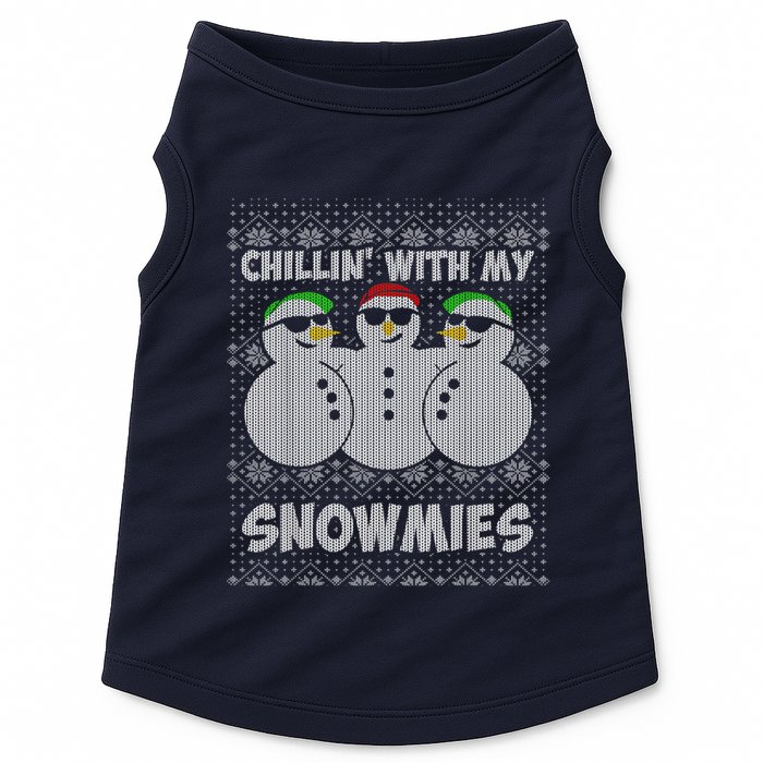 Chillin With My Snowmies Funny Ugly Christmas Doggie Tank