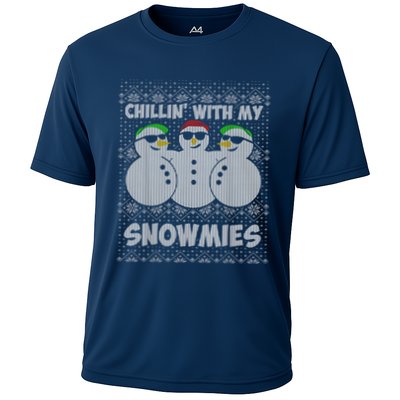 Chillin With My Snowmies Funny Ugly Christmas Performance Shirt