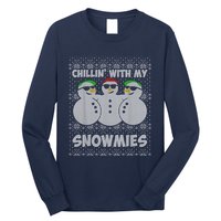 Chillin With My Snowmies Funny Ugly Christmas Long Sleeve Shirt