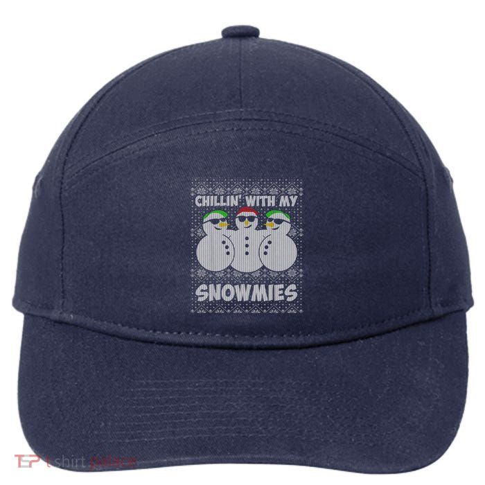 Chillin With My Snowmies Funny Ugly Christmas 7-Panel Snapback Hat