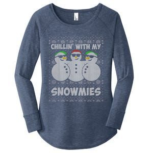 Chillin With My Snowmies Funny Ugly Christmas Women's Perfect Tri Tunic Long Sleeve Shirt